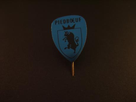 Piedboeuf Belgisch merk van tafelbieren, logo blauw